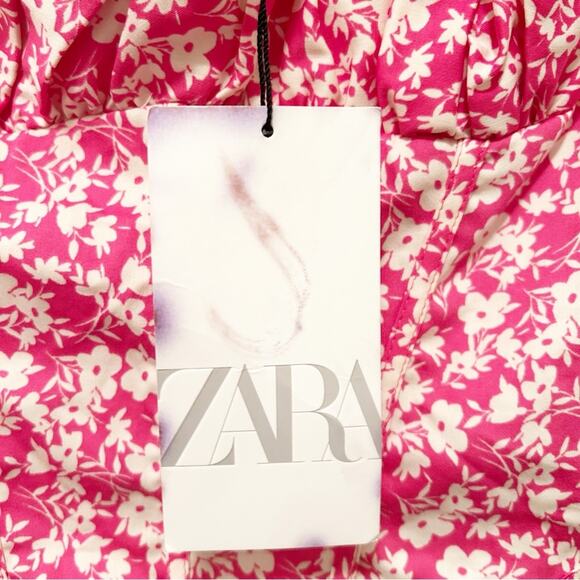 Zara Printed Corset Bodysuit Pink White Floral Medium NWT - Picture 8 of 9